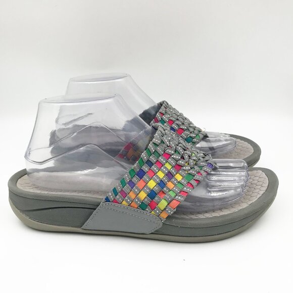 BARETRAPS Multicolored Gray Stretch Woven Flip Flop Sandals Womens 8 - Picture 3 of 10